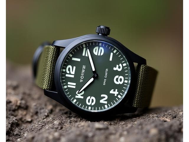 Rugged Field Watch with a green canvas strap and easy-to-read numerals