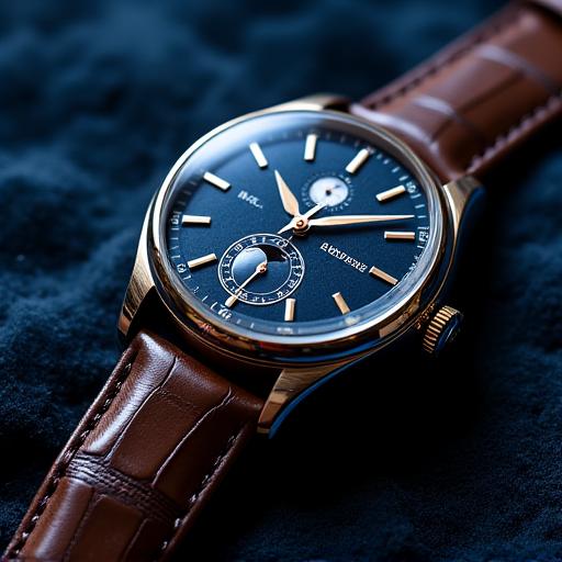 Lunar Phase 41mm Automatic watch with moonphase complication and leather strap